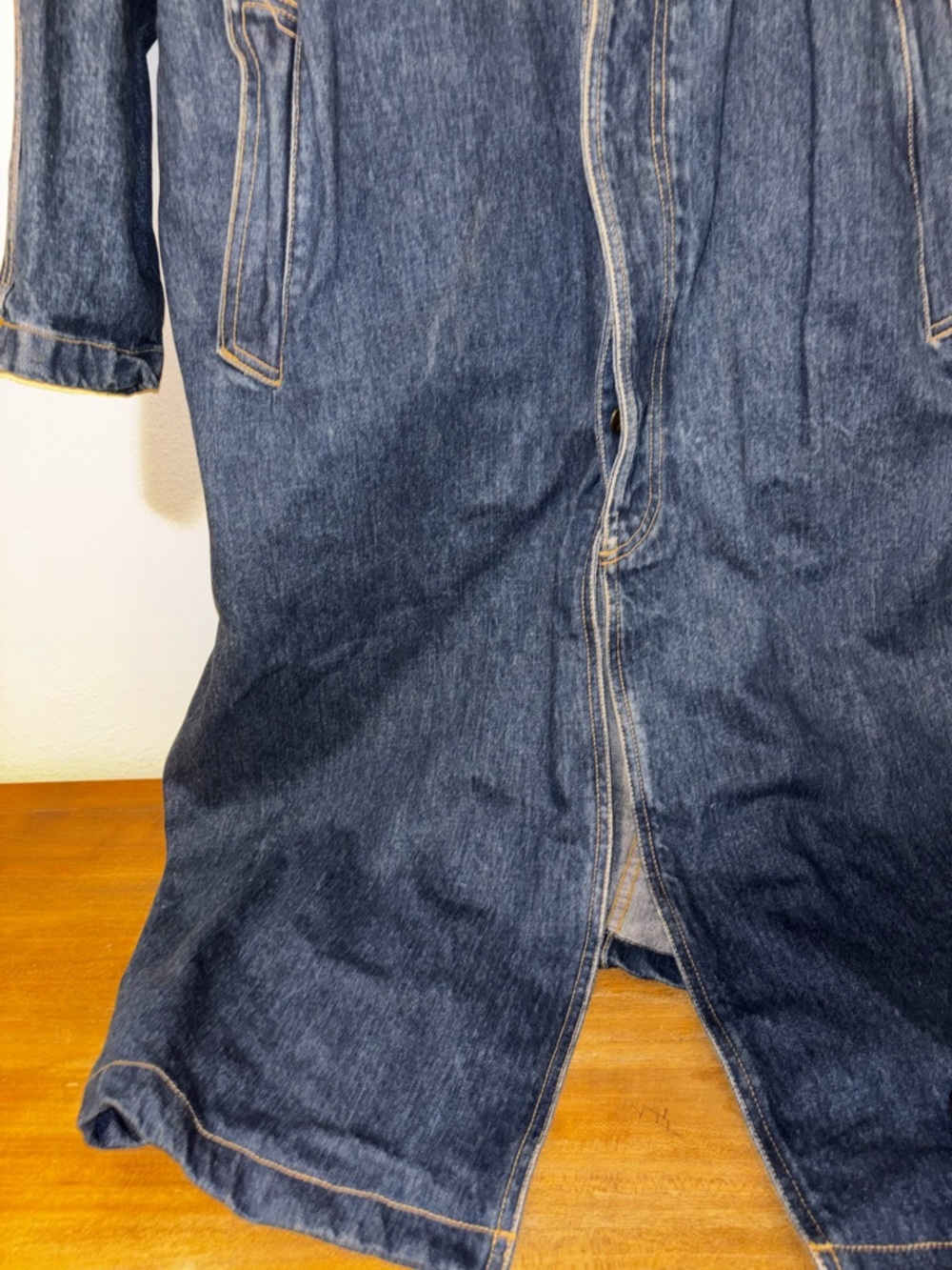 Vintage 80s Georges Marciano GUESS L Oversized Denim Jean Long Coat Jacket - Picture 11 of 15